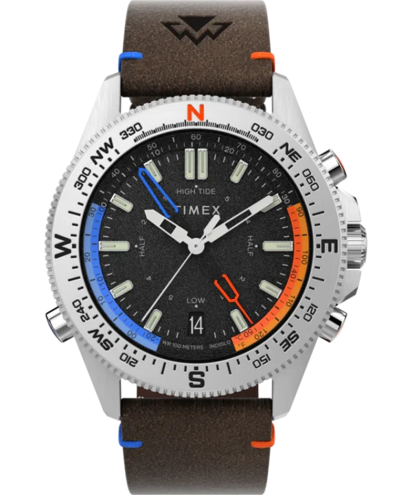 Expedition Tide-Temp-Compass 43mm Eco-Friendly Leather Strap Watch